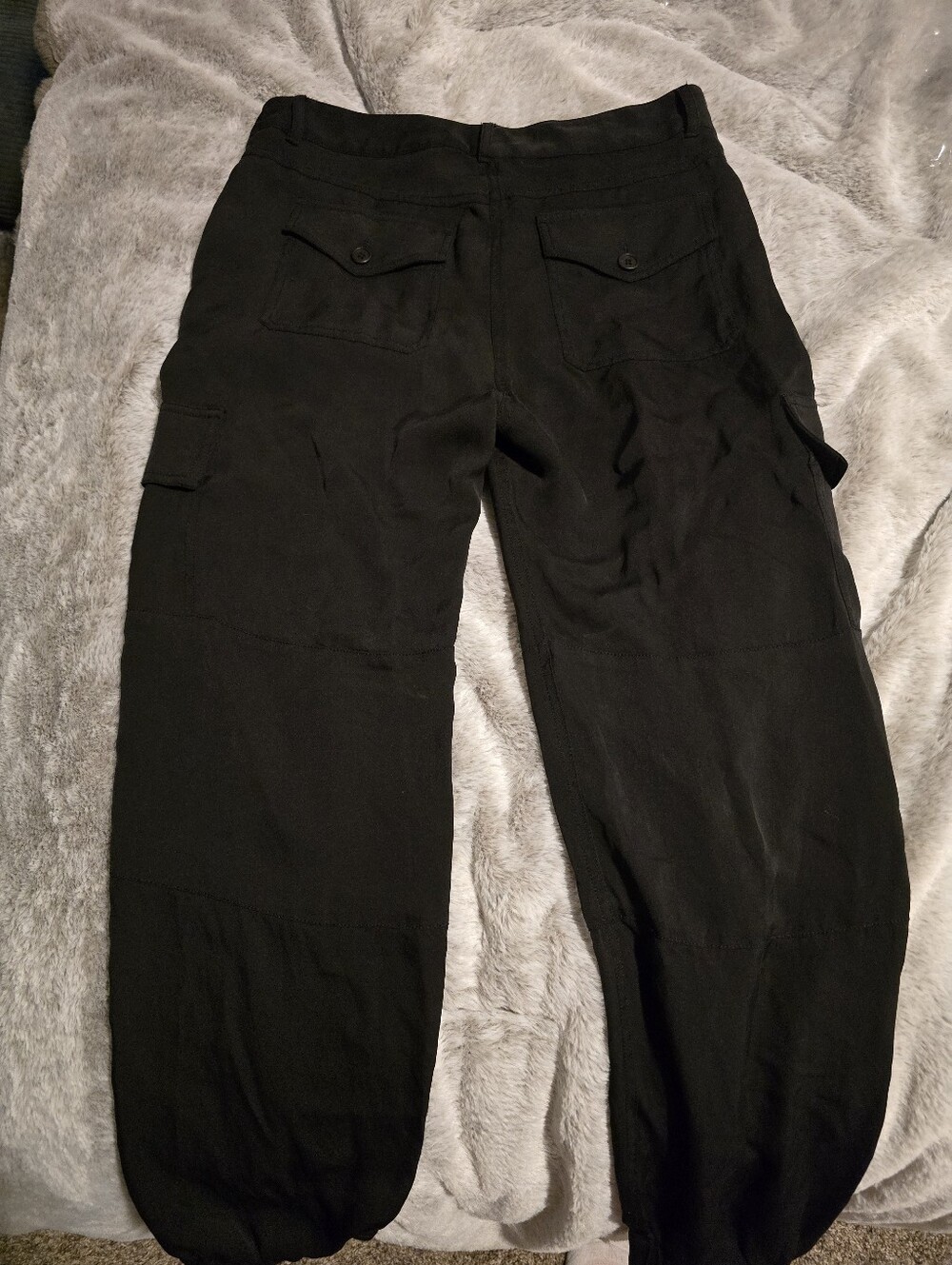 Theory 100% Silk Womens Black Cargo Jogger Pants Office Buisness Summer Cool XS - Picture 6 of 7